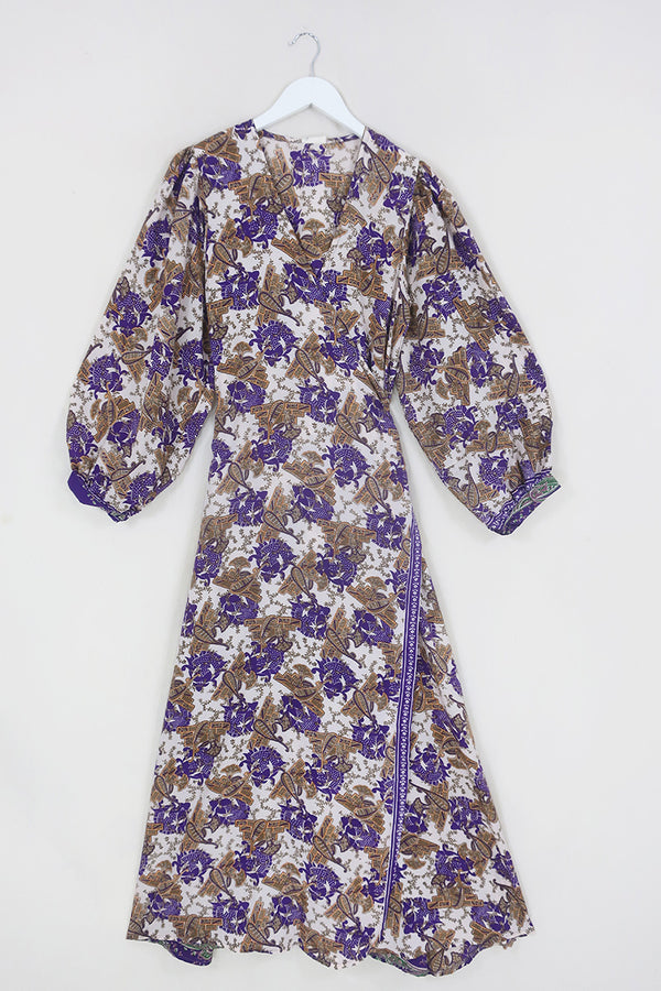 Lola Wrap Dress - Aubergine & Amber Paisley - Size S/M by All About Audrey