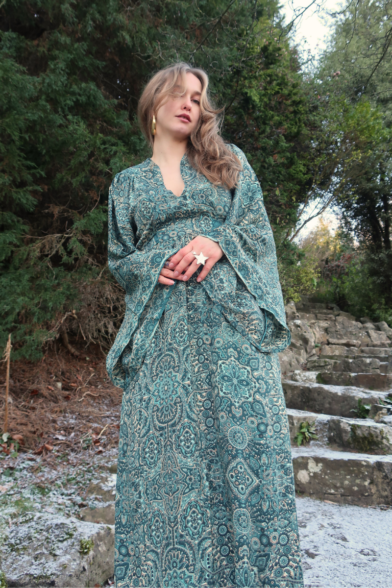 Stevie 70s Maxi Dress | Simone Blue Mandala | All About Audrey All About Audrey Vintage Boutique Stevie 70s Maxi Dress | Simone Blue Mandala | All About Audrey All About Audrey Vintage Boutique