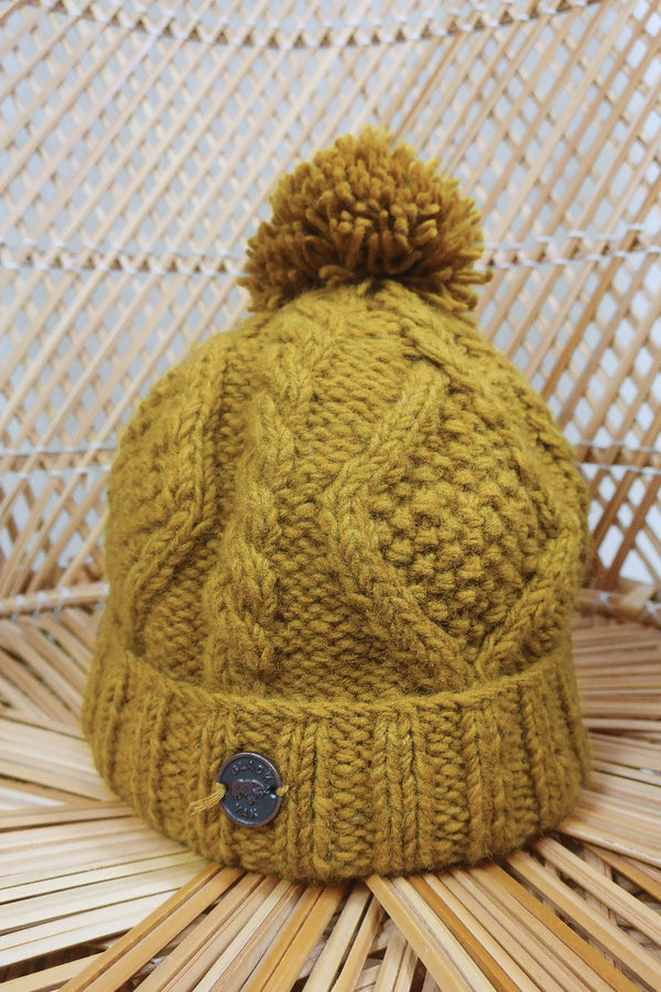 Black Yak Beanie in Mustard Yellow by All About Audrey