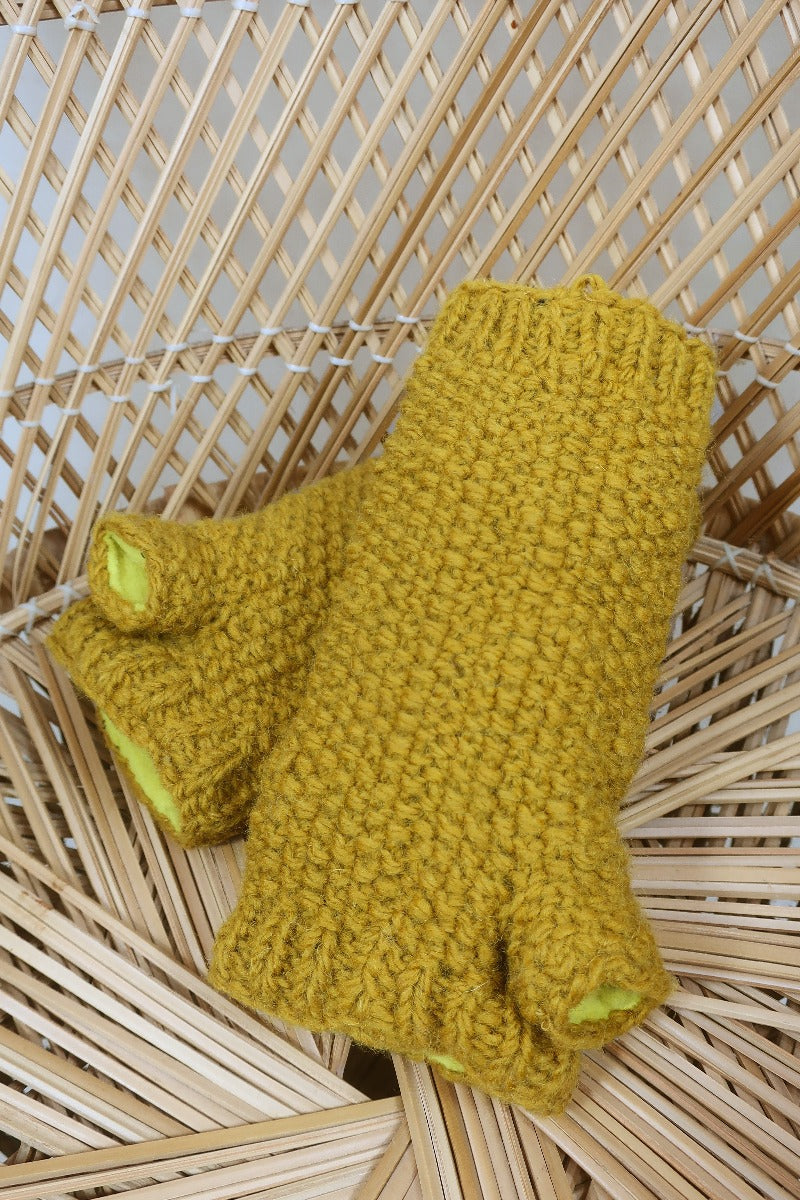Black Yak Mittens in Mustard Yellow by All About Audrey