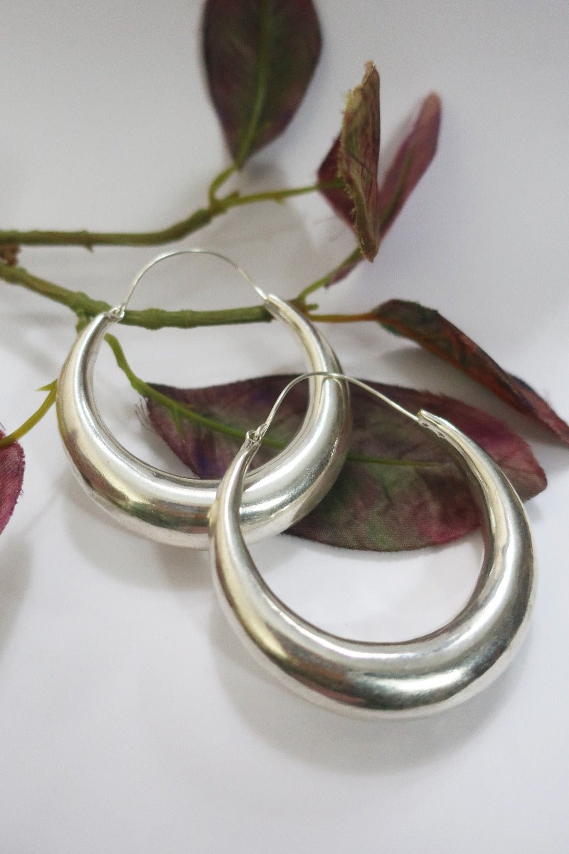 Large Hoop Earrings in Silver Plated Brass All About Audrey