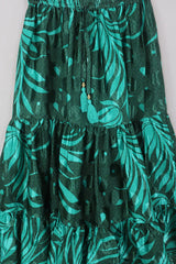 Rosie Midi Skirt - Vintage Indian Sari - Jade & Moss Floral - Free Size by All About About Audrey