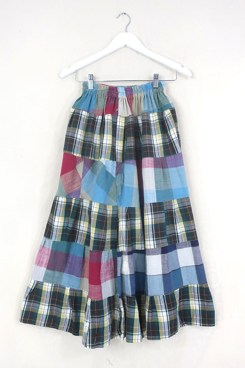 Maxi Skirt Plaid Pleated Skirt Quilt Pattern O'Neil Of Dublin