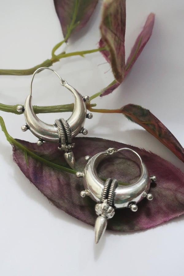 Small Adorned Hoop Earrings in Silver Plated Brass by all about audrey