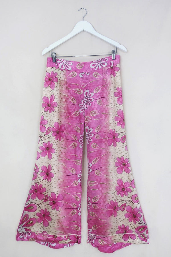 Tandy Wide Leg Trousers - Vintage Sari - Pretty in Pink - Free Size M/L by All About Audrey