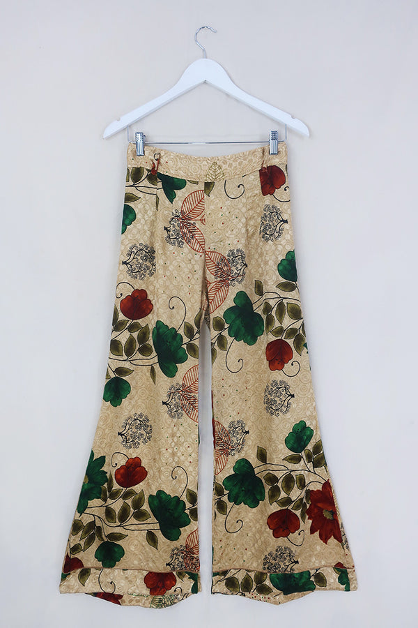 Tandy Wide Leg Trousers - Vintage Sari - Gold Pine & Copper - Free Size S/M by All About Audrey