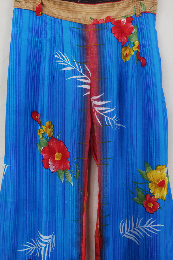 Tandy Wide Leg Trousers - Vintage Sari - Hawaiian Punch Floral - Free Size S/M by All About Audrey