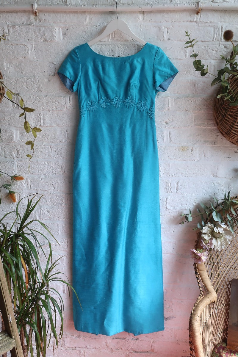Vintage Dress - Turquoise Blue Empire Line - Size XS All About Audrey Vintage Boutique Vintage Dress - Turquoise Blue Empire Line - Size XS All About Audrey Vintage Boutique