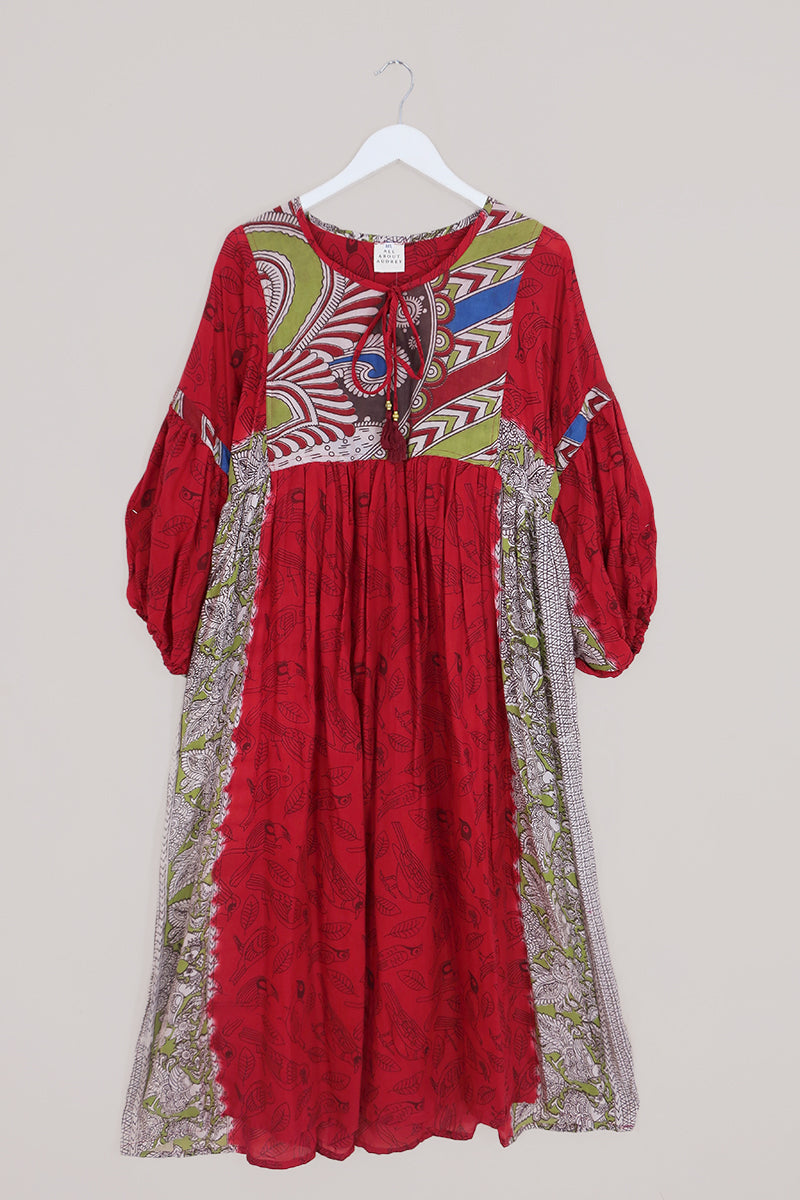 Daisy Smock Maxi Apple Red Bird Sanctuary M/L All About