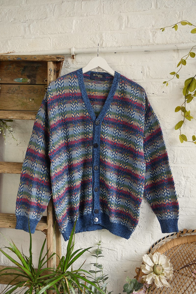 Vintage Cardigan Speckled Indigo Stripe XL/XXL All About