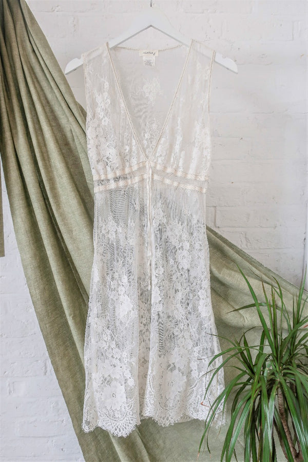 Vintage Dress - Lily White Lace Negligee - Size S By All About Audrey