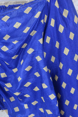 Ariel Top - Vintage Indian Sari - Royal Blue Diamond - Free Size  M/L By All About Audrey