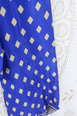 Ariel Top - Vintage Indian Sari - Royal Blue Diamond - Free Size M/L By All About Audrey