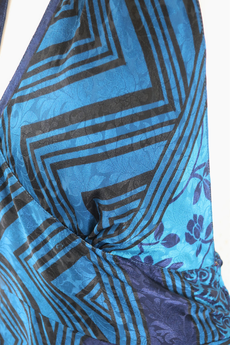 Sydney Halter Top - Deep Blue Vintage Indian Sari - XS - M