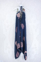 Medusa Harem Jumpsuit - Vintage Sari - Midnight & Moon Glow Motif - S/M By All About Audrey