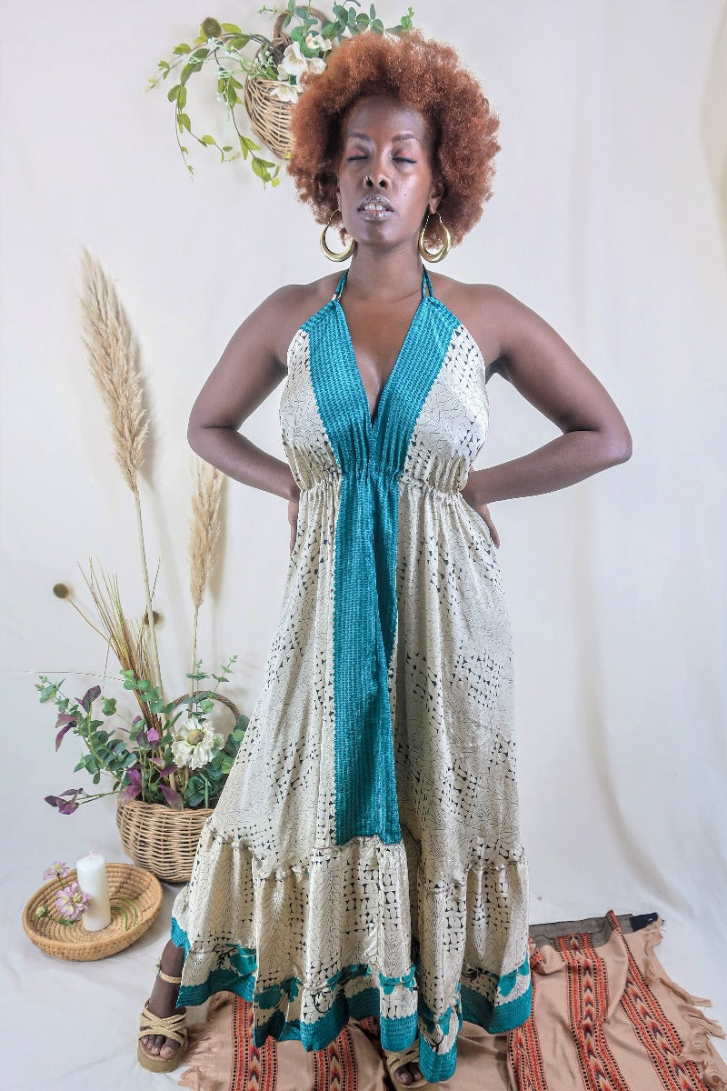 Blossom Halter-Neck Maxi Dress We'll Be Fine Line Free Size XL