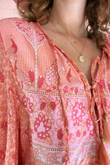 Peacock Prairie Bohemian Smock Top - Peachy Rose Rayon - ALL SIZES by All About Audrey