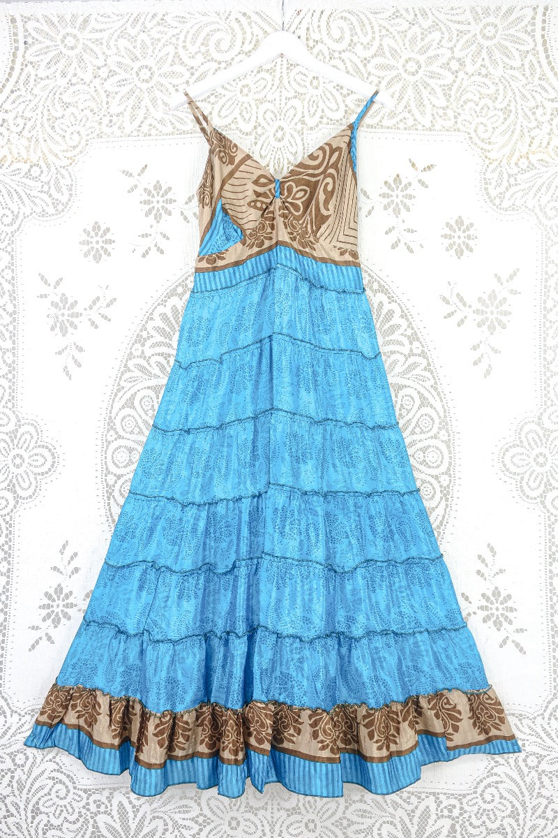 Delilah Maxi Turquoise Blue Vintage Sari Size M L All About