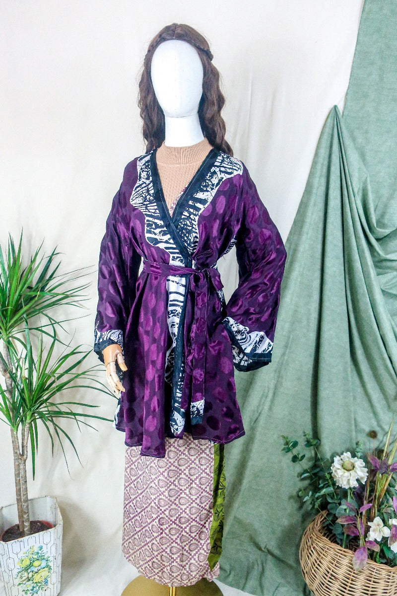 Kimono Dress Vintage Sari Vampy Purple Size S All About Audrey All About Audrey Vintage Boutique