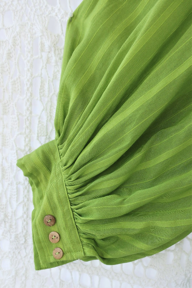 Primrose Dress - Block Colour Indian Cotton - Citrus Green - ALL SIZES all about audrey