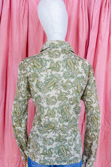 Vintage Shirt - Moss Green Psychedelic Paisley - Size S/M by all about audrey