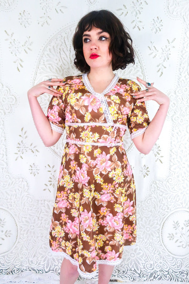 Vintage floral wrap dress on sale