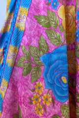 Athena Maxi Dress - Vintage Sari - Magenta, Sun & Sky Floral - M to L/XL