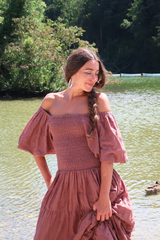Charlotte Maxi Dress in Journal Brown Broderie Anglaise