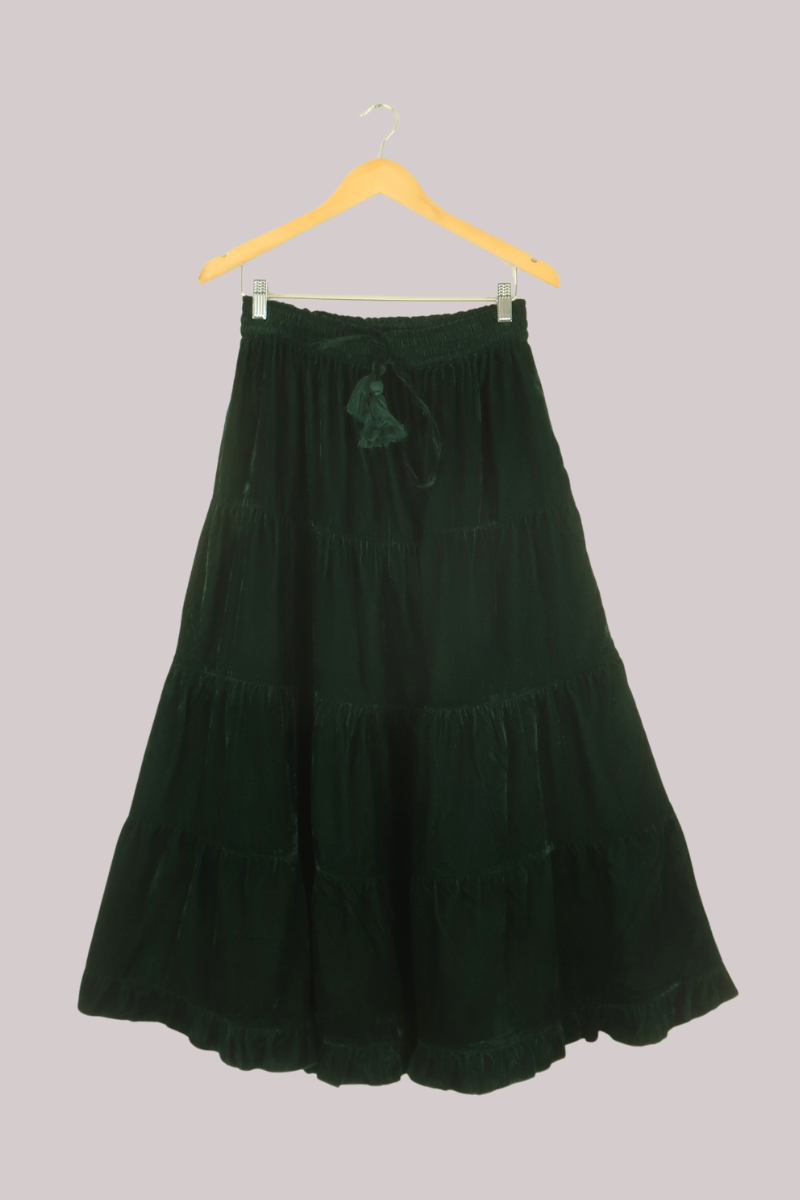 Khroma Venus Maxi Skirt in Nottingham Green Velvet