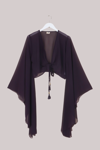 The Madonna Sheer Wrap Top in Blackberry Purple