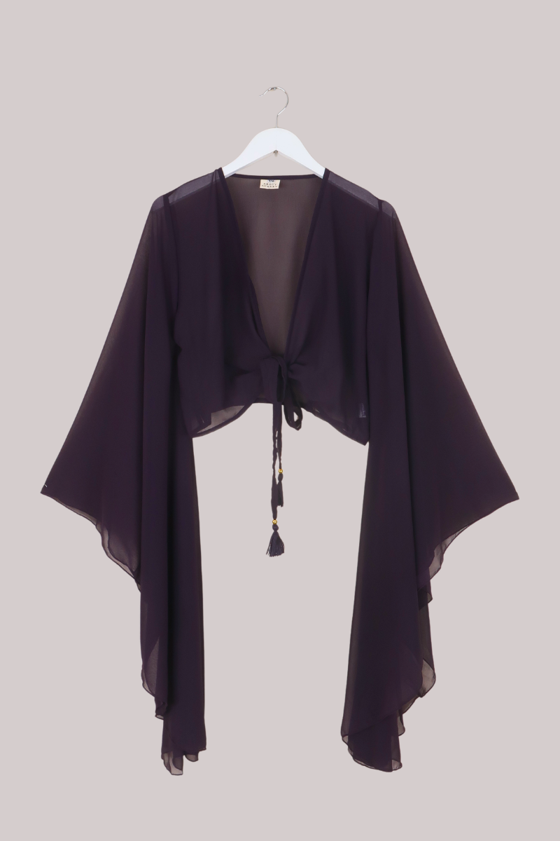 The Madonna Sheer Wrap Top in Blackberry Purple