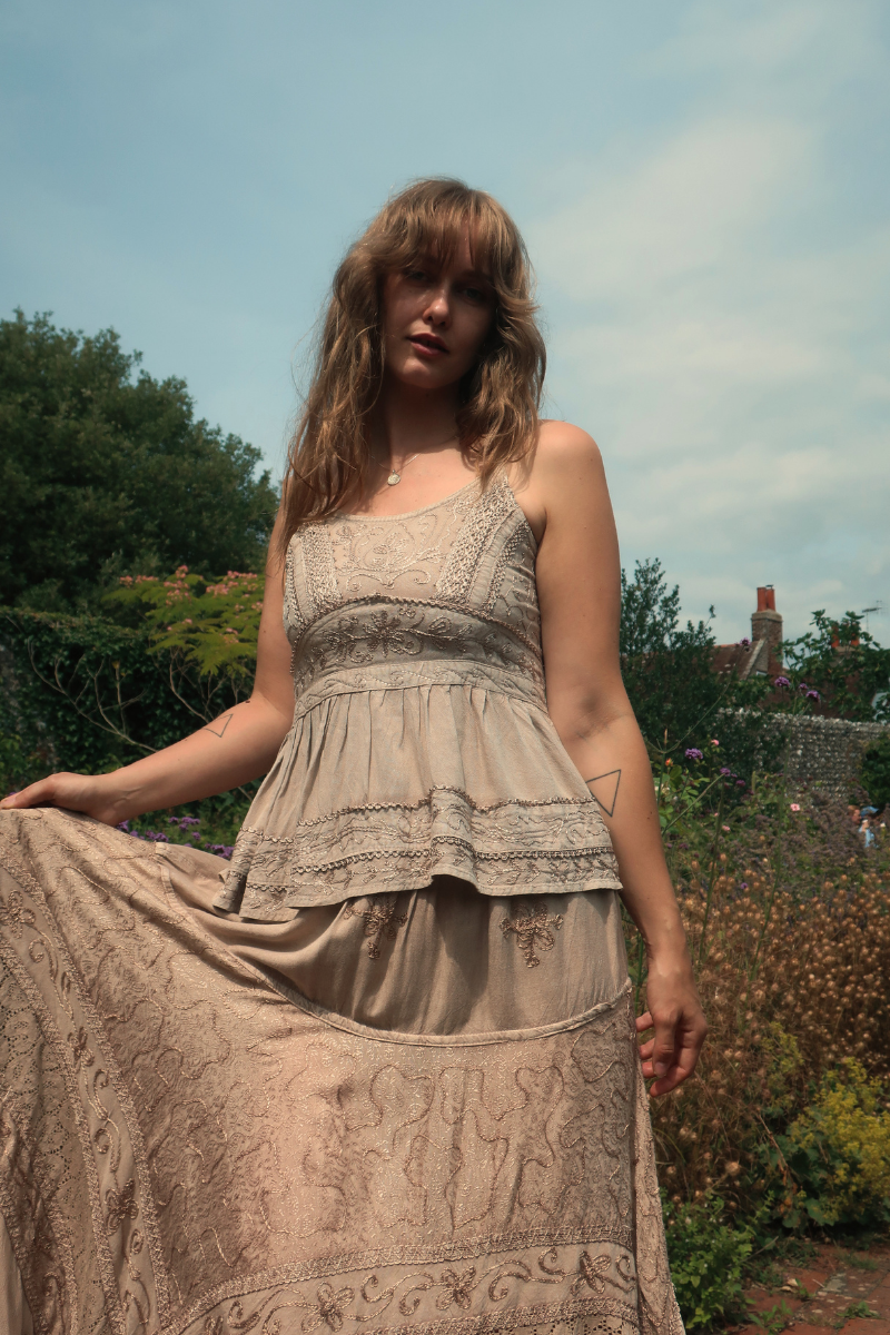 Embroidered Camisole in Maple White
