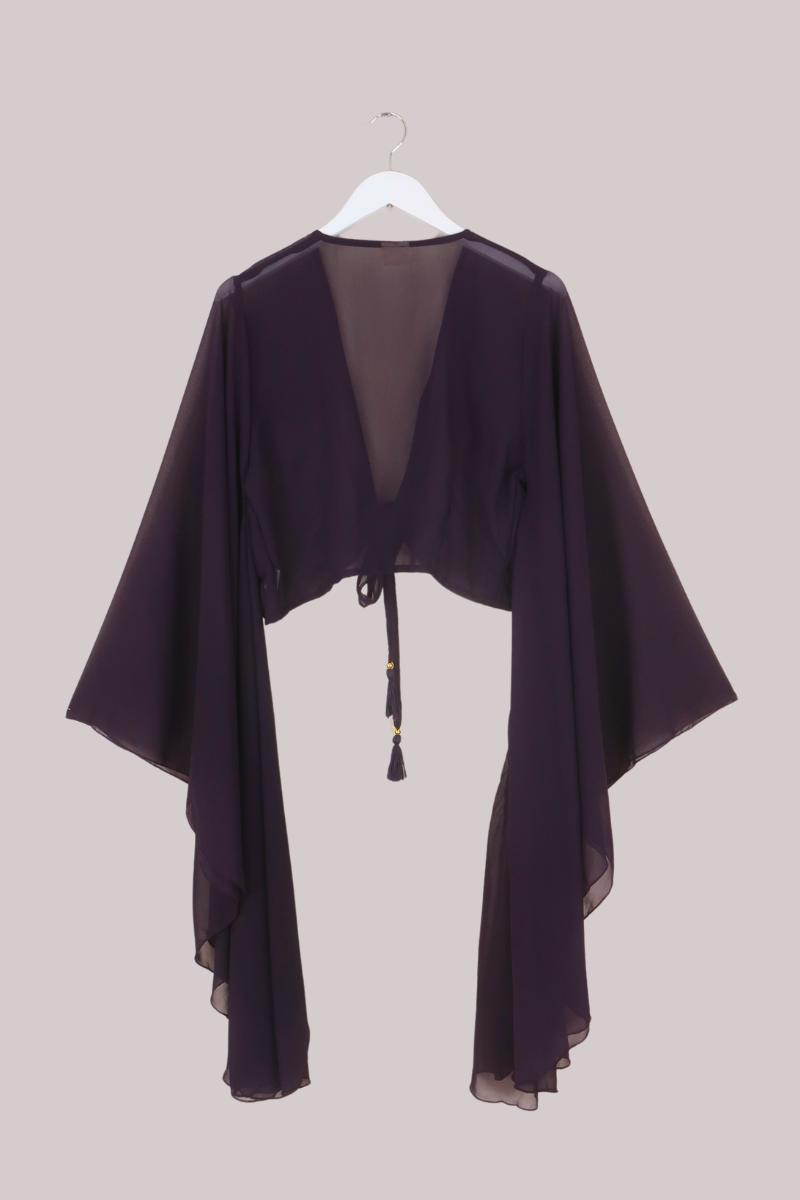 The Madonna Sheer Wrap Top in Blackberry Purple