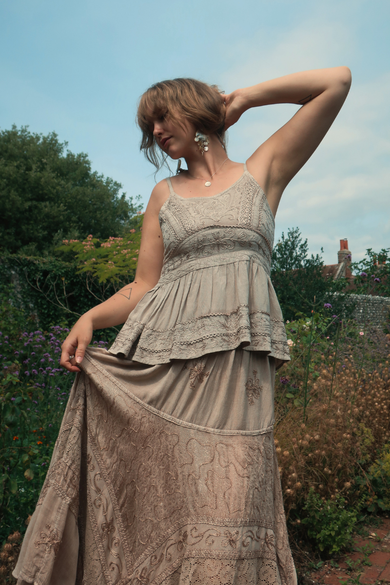 Embroidered Camisole in Maple White