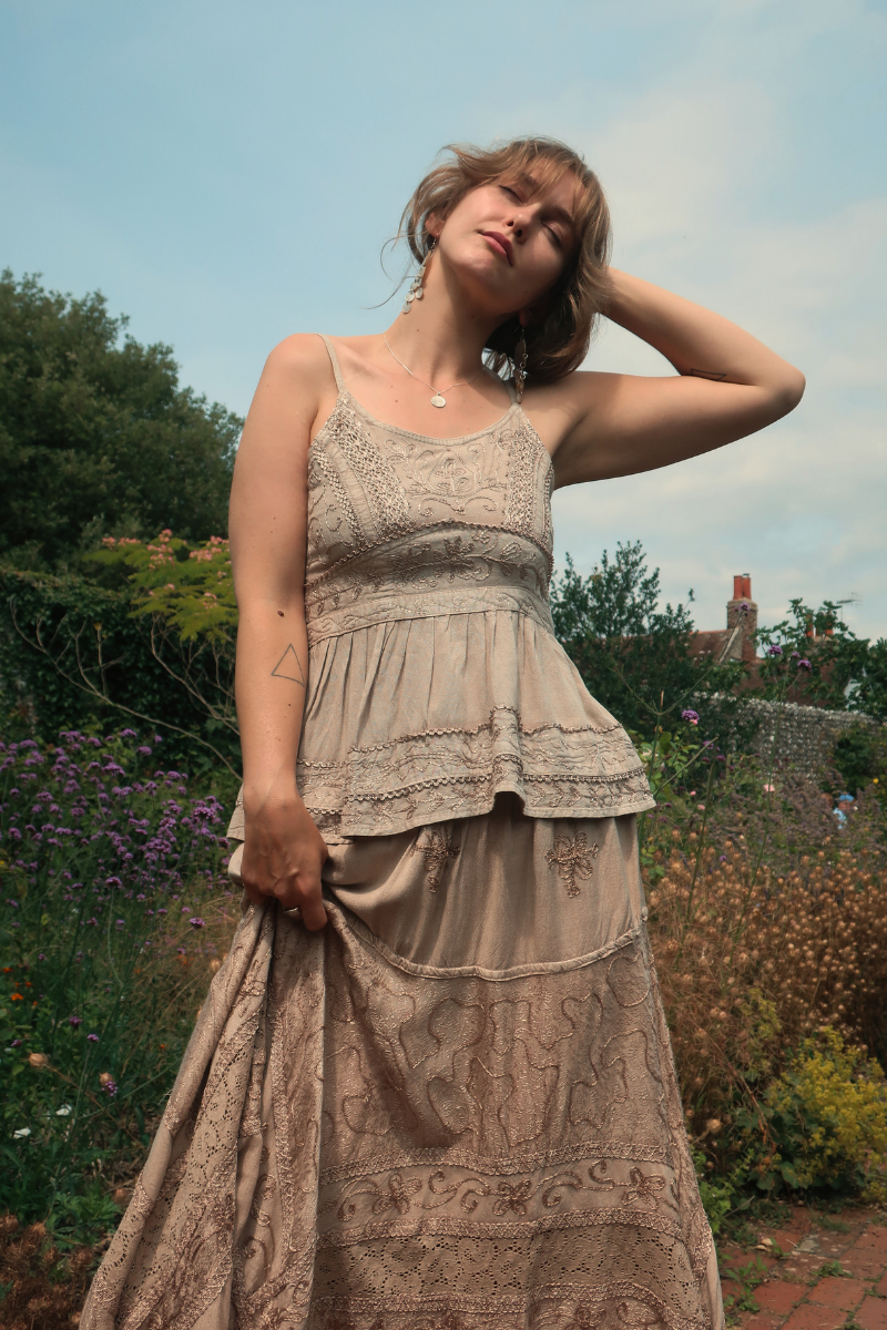 Embroidered Camisole in Maple White