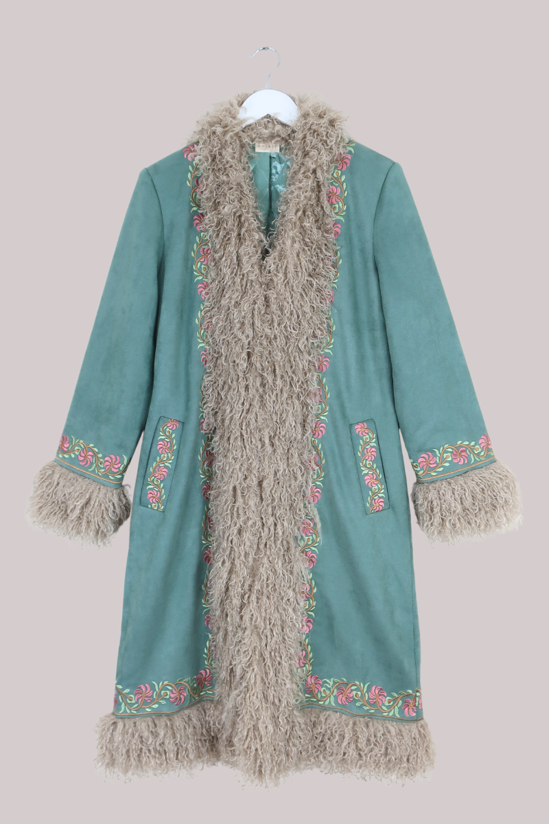 Fleetwood Embroidered Penny Lane Coat in Sara Green