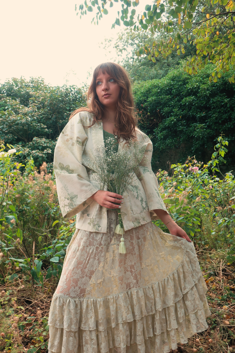 Wendy Maxi Skirt in Pistachio Green Chantilly Lace