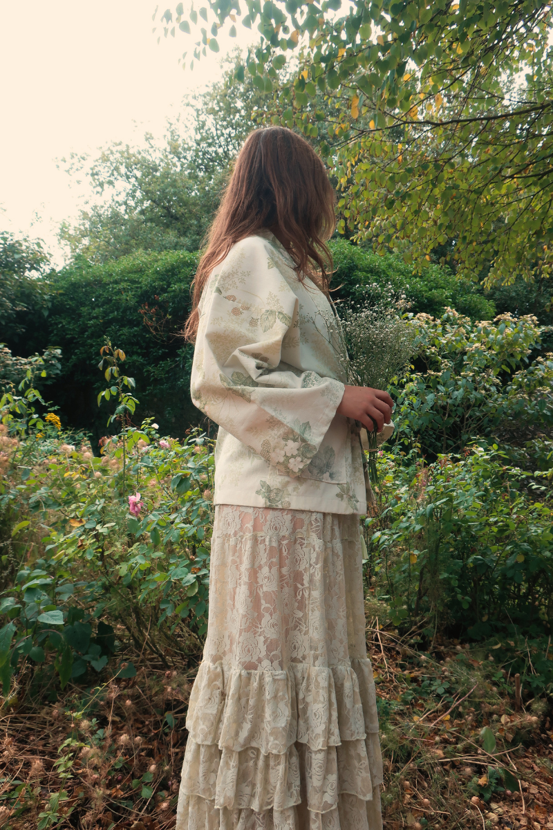 Wendy Maxi Skirt in Pistachio Green Chantilly Lace