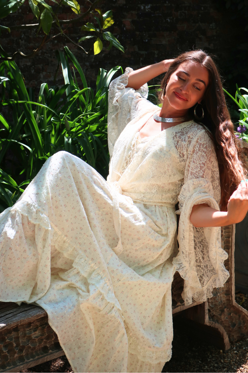 Venus Wrap Top in Parchment Cream Lace