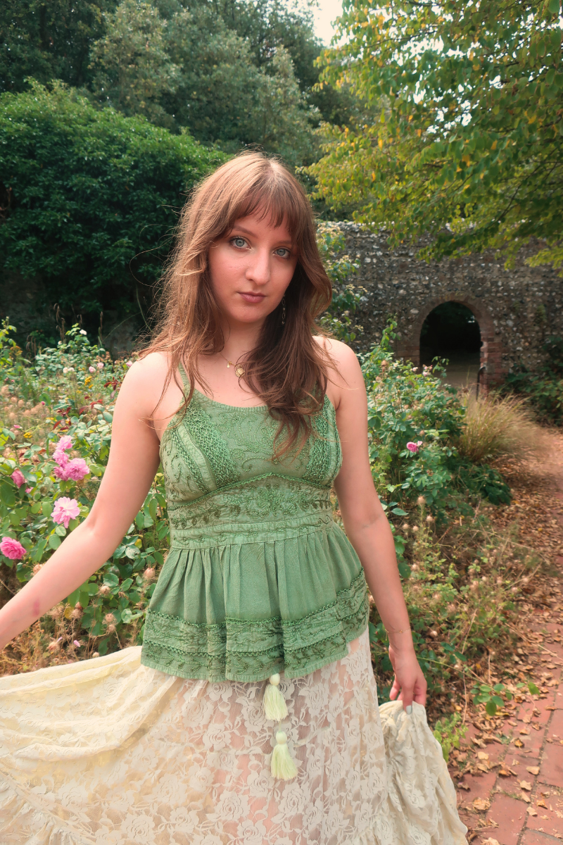 Embroidered Camisole in Dusty Sage