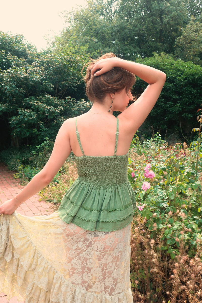 Embroidered Camisole in Dusty Sage
