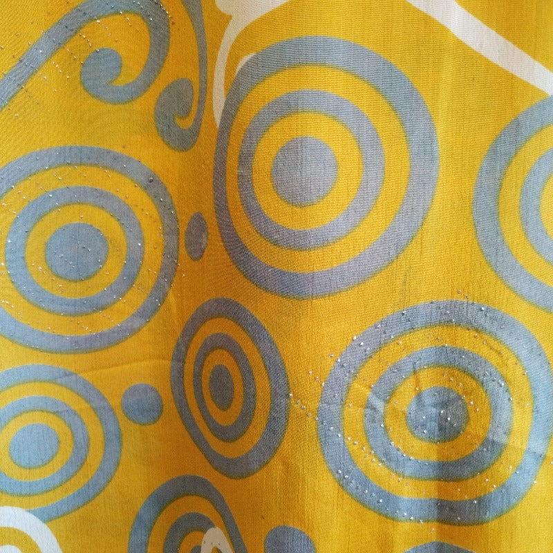 Cassandra Maxi Kaftan - Turmeric & Twinkling Sparkles - Vintage Sari - Size S/M