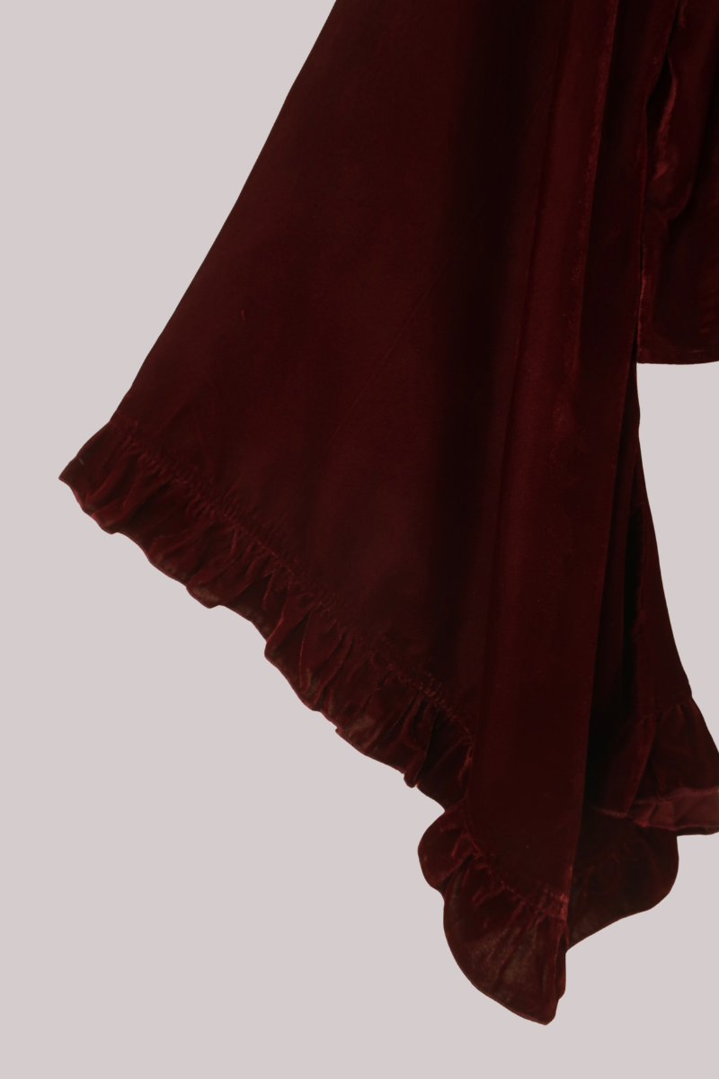 Khroma Venus Wrap Top in Cherry Wine Red Velvet