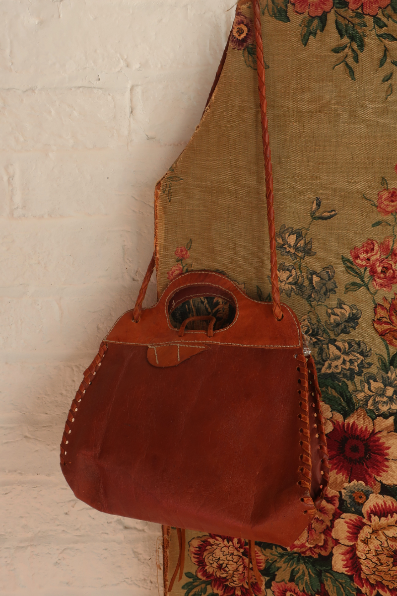 Vintage Bag - Leather Autumn Poppies