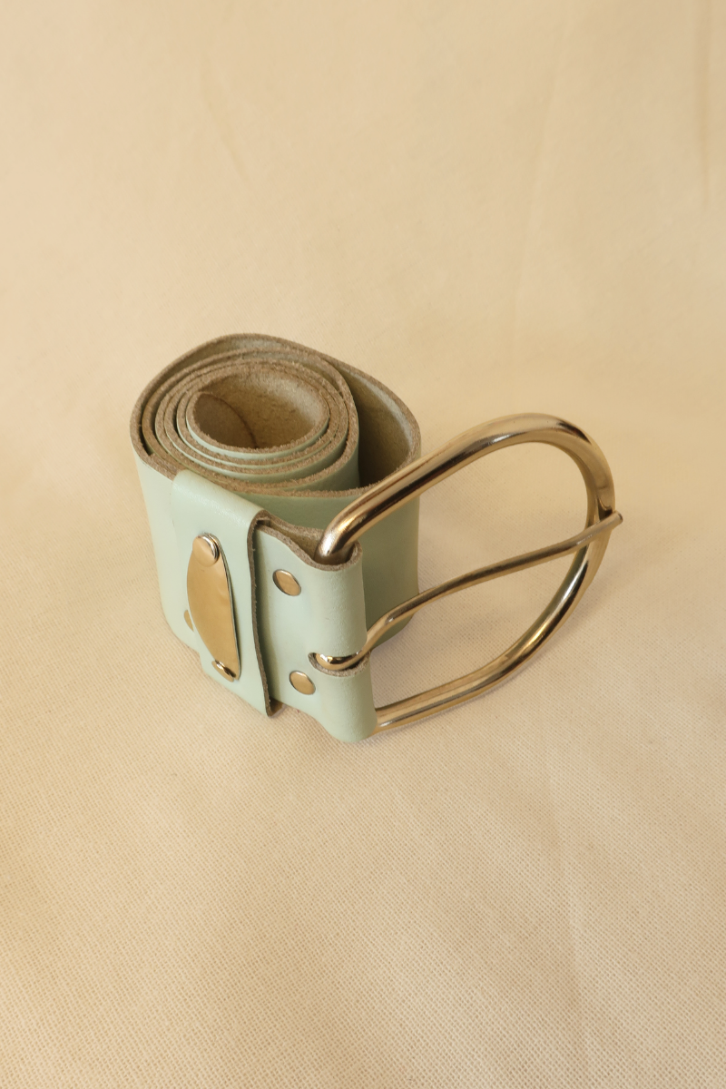 Vintage Belt - Sky Blue Leather
