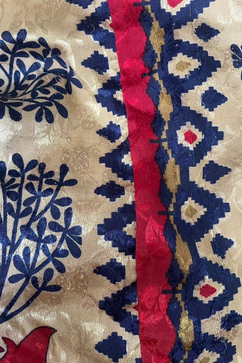 SALE | Athena Maxi Dress - Vintage Sari - Crimson Rose Bus Motif - M to L/XL by All About Audrey