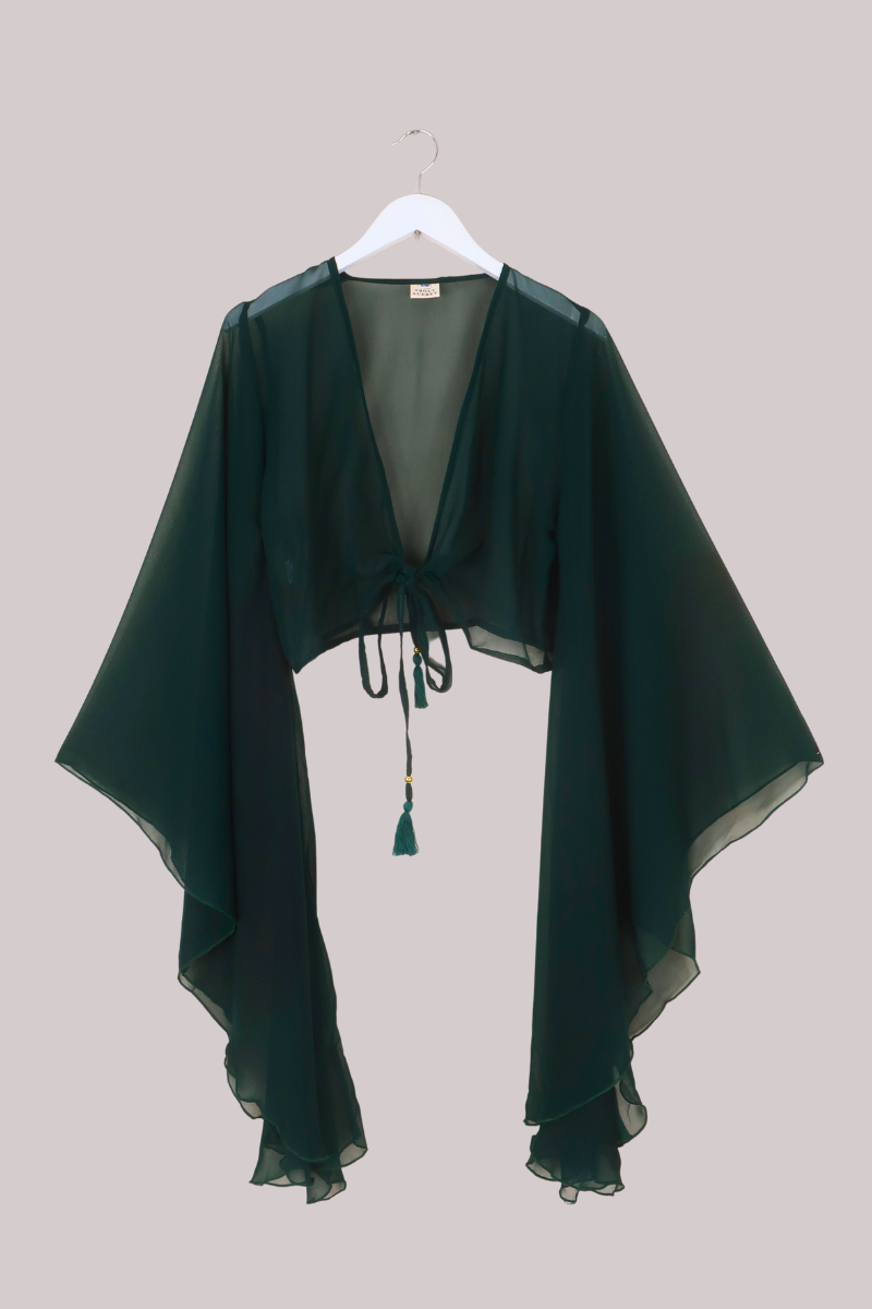 The Madonna Sheer Wrap Top in Nymph Green