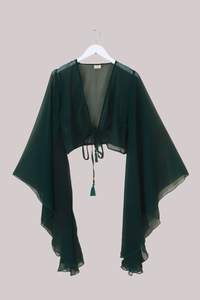 The Madonna Sheer Wrap Top in Nymph Green
