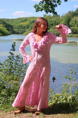 Harriet Lace Robe Dress in Fantasy Pink Daisies