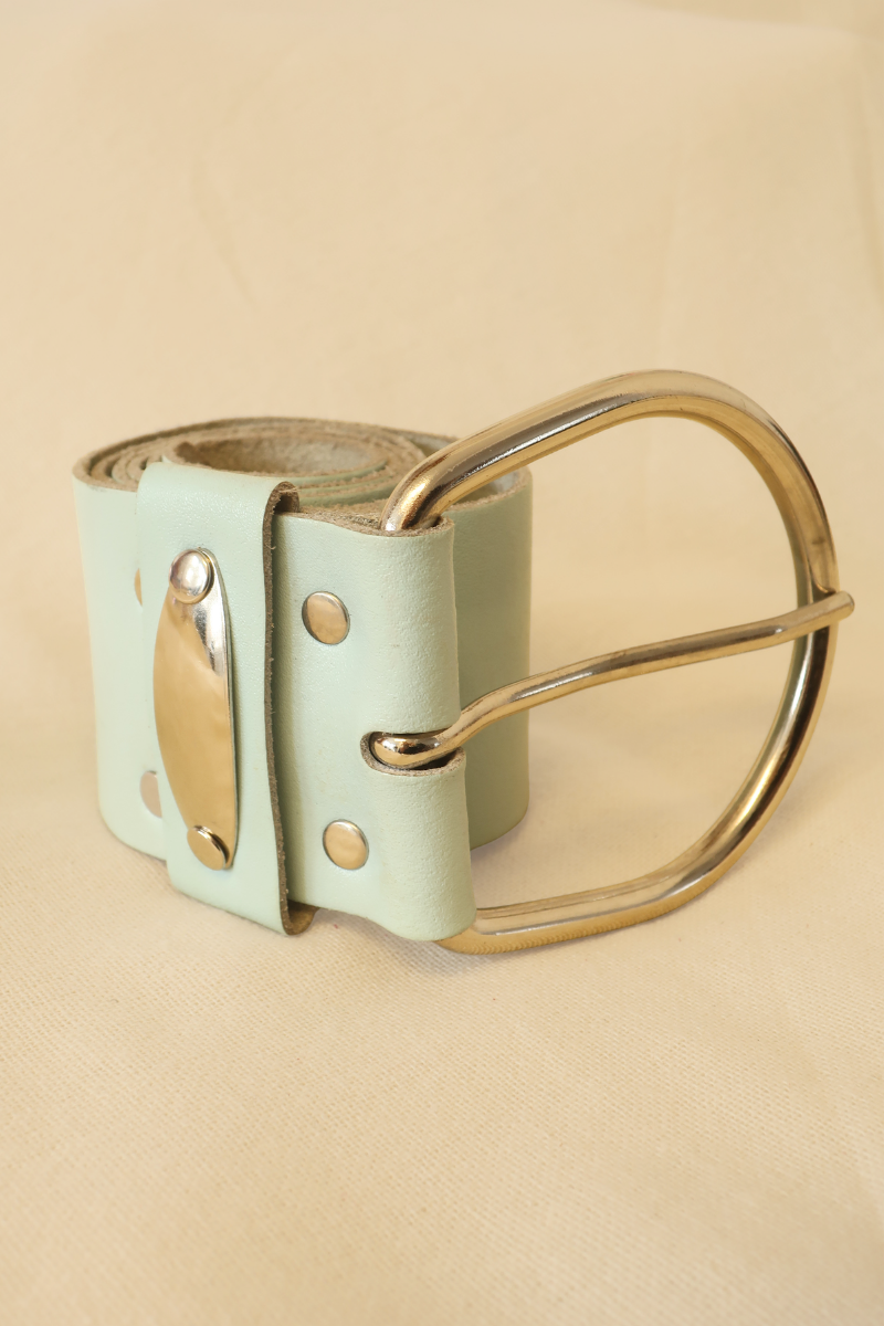 Vintage Belt - Sky Blue Leather